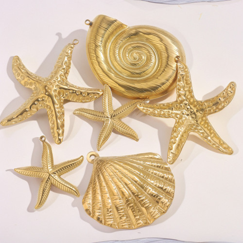 Stainless Steel Cross-Border Shell Ocean Series Starfish Conch Pendant DIY Necklace Accessories