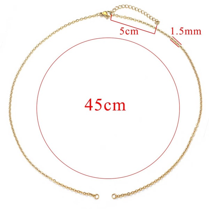 Stainless Steel O-shaped Cross Half Chain Titanium Steel Broken Cuban Chain Double Loop Chain DIY Jewelry Accessories Necklace