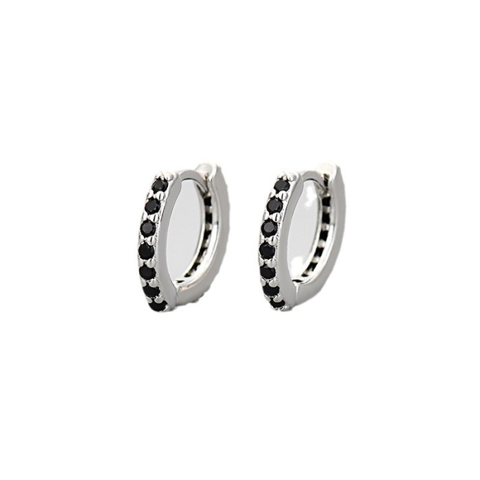 Foreign Trade Fashion Korean Version Round Micro Inlaid Colorful Zircon Hoop Earrings for Women Amazon Simple Earring...