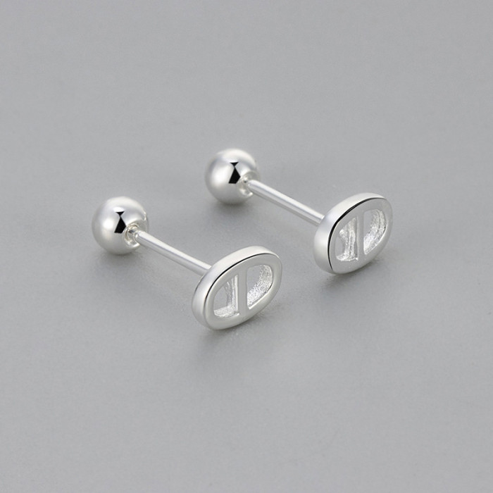 New Oval Pig Nose Threaded Geometric Earrings for Women with Design Sense Screw Twist Ear Bone Studs Personality Jewelry