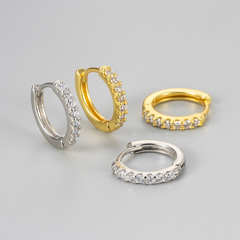 Cross-Border European and American New Style Earrings, Popular in Japan and South Korea, Zirconia Fashion Stud Earrings, Trendy Exquisite Geometric Diamond-Encrusted Earrings