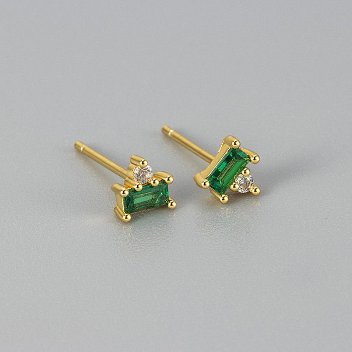 Zirconia Rectangular Stud Earrings for Women, Style, Hot Selling, Niche Design, Summer High-end Earrings