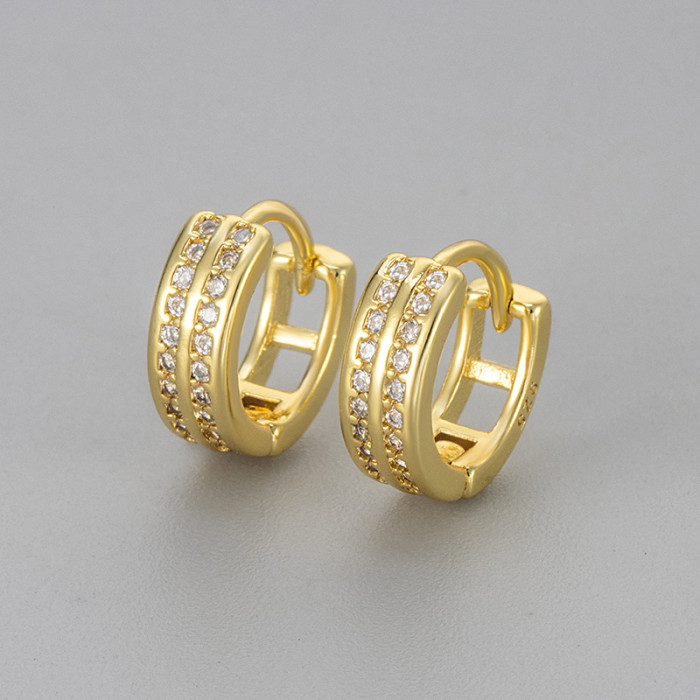New Niche Versatile Earrings for Women Double Row Sparkling Stone Light Luxury Style High-end Earrings Jewelry Earr...