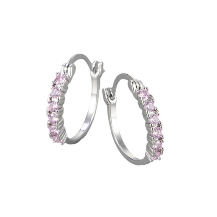 New Niche Stone-Studded Earrings Simple Versatile Unique Temperament Earrings Hoop Colorful Zircon Earrings