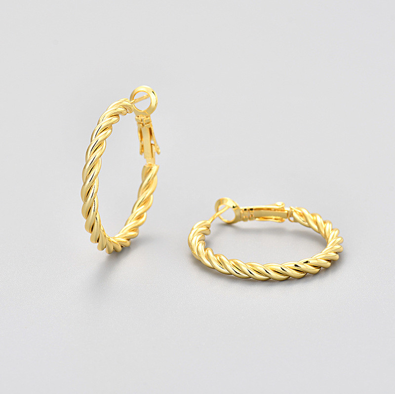 Twisted Pattern Large Hoop Earrings Geometric Twisted Round Earrings for Women European and American Cross-Border Fashion Simple Versatile Stud Earrings Circle