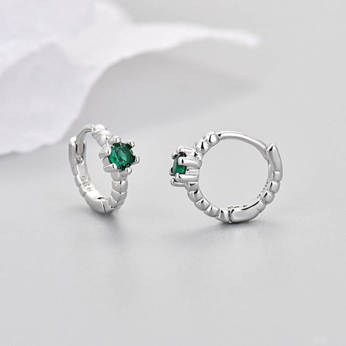 European and American Cross-Border Zircon 2024 Niche Design Sense Ear Cuffs Threaded Zircon Round Earrings Hoop Simple Jewelry