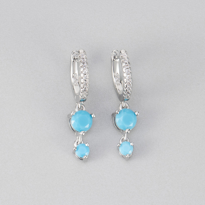 Fashionable Inlaid Colorful Zircon Tassel Earrings for Women, Fashionable Style, High-End Versatile Stud Earrings