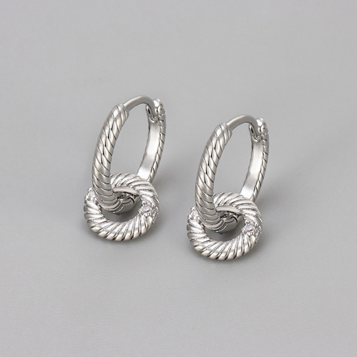 French Design Sense Threaded Hoop Rotating Earrings Light Luxury High-end Fashion Personality Creative Earrings New H...