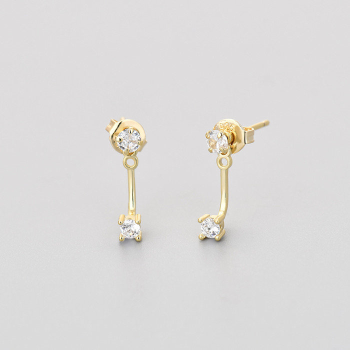Back Hanging Small Diamond Earrings New 2024 Hot Design Exquisite Niche Elegant High-end Earrings for Women Trendy