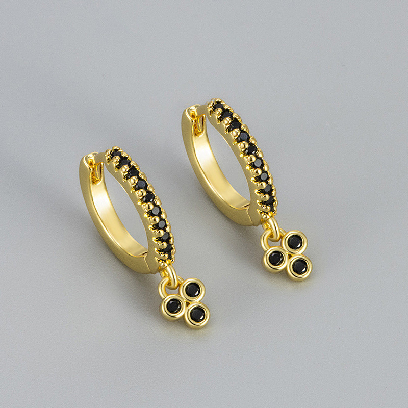 European and American Cross-Border Zircon Earrings Three Round Diamond Earrings Women's Daily Commuting Versatile Design Niche European and American Jewelry