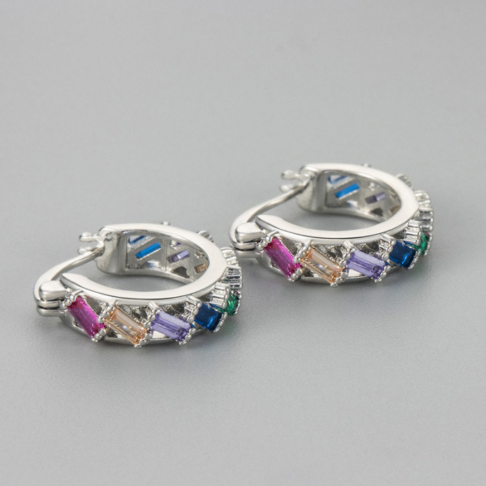 Colorful Zircon Earrings Design Sense Cubic Zirconia Earrings Niche Earrings Versatile Simple Women