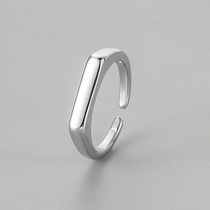 New Simple Smooth Ring Niche Design High-end Light Luxury Fashion Women's Geometric Smooth Plain Open Adjustable Ring