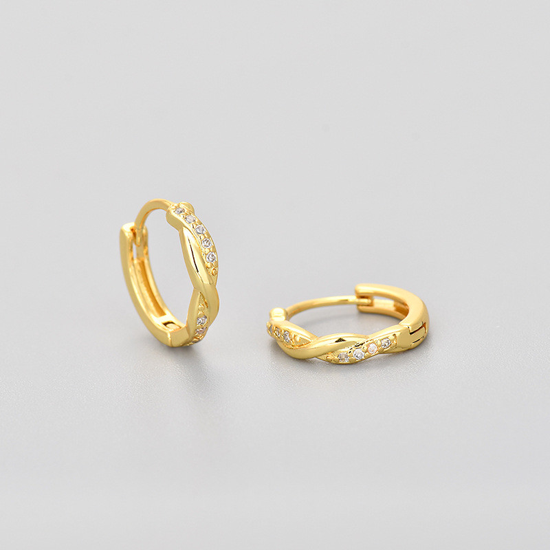European and American Style Diamond-Studded Cross Earrings Simple Ear Cuffs Plain Hoops Versatile Daily 2024 New Trendy Women's Summer Earrings Jewelry