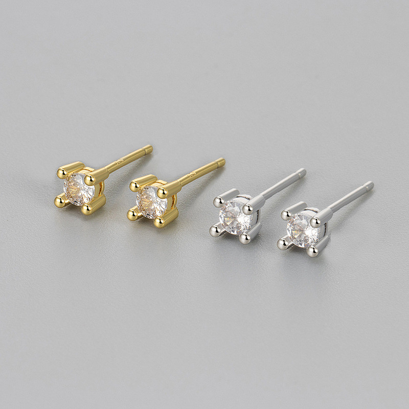 European and American Cross-Border Zirconia Square Stud Earrings Simple Fashion Versatile Daily Commute Single Diamond Earrings for Women