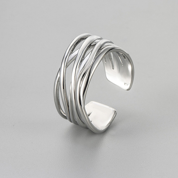 European and American Exaggerated Hot-Selling Irregular Surface Ring for Women, Vintage Line Wrapped Wide Surface, Personalized Fashion Versatile Ring Trend