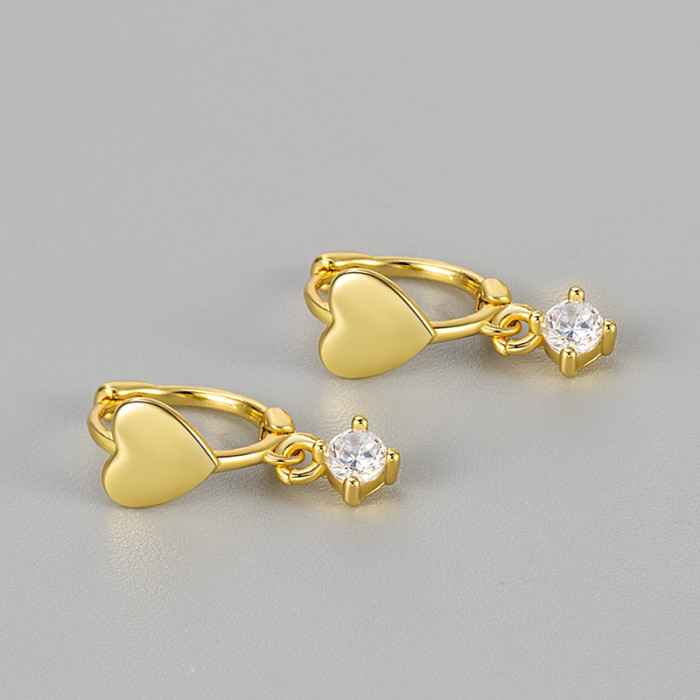 2024 New Heart Shaped Sparkling Stone Pendant Earrings for Women, Niche Design High-end Earrings, Sleep-friendly, N...