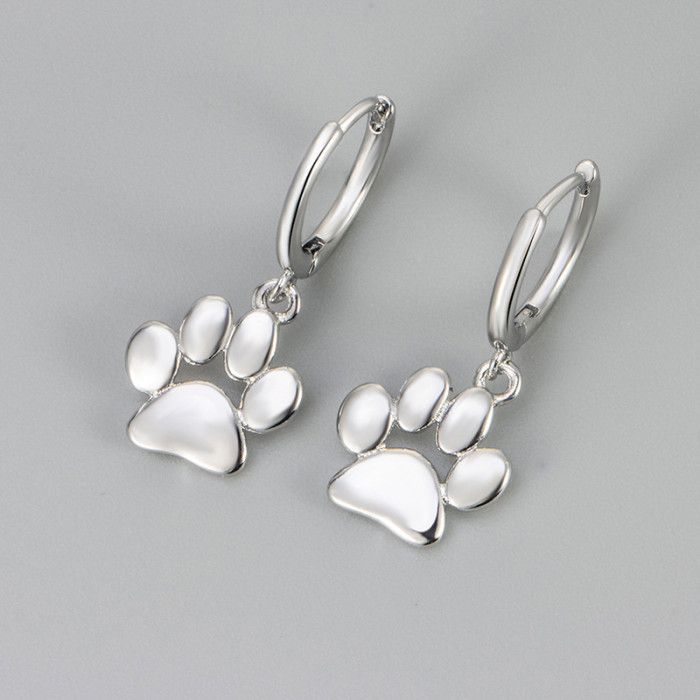 New Fresh Sweet Daily Cat Paw Print Earrings Versatile Trendy Cute Animal Paw Print Women's Unique Niche Earrings