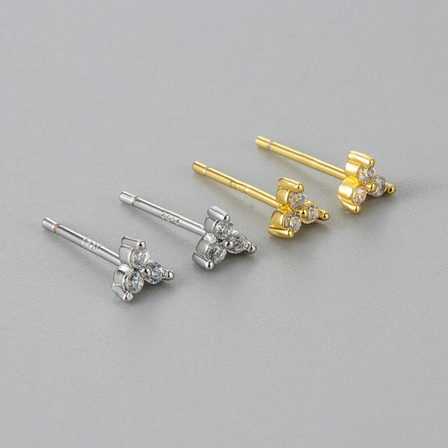 Minimalist Personality Women's Earrings Geometric Triangle Diamond Lucky Clover Light Luxury Versatile Stud Earrings for Women Daily Versatile