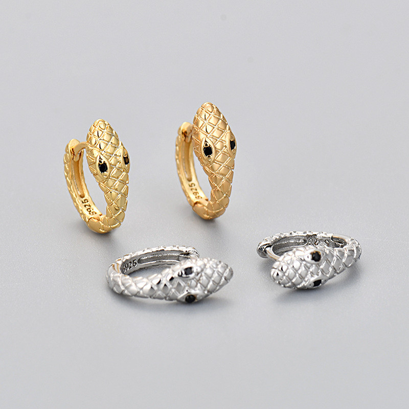 Cross-Border European and American Retro Exaggerated Snake-Shaped Earrings Elegant Small Snake Ear Clips Fashionable Versatile Animal Earrings European and American Style