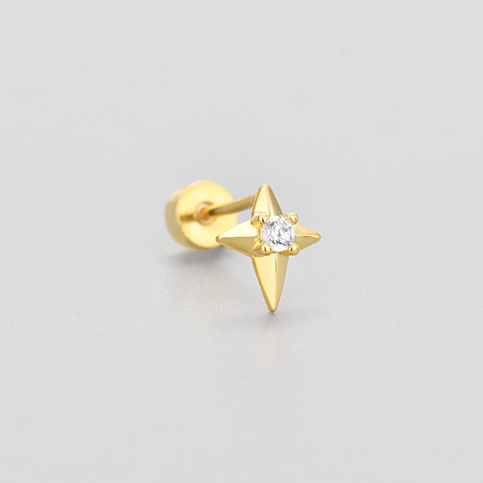 Flat Screw Twist Earrings Triangle Water Drop Opal Square Pattern European and American Cross-Border Fashionable Earrings High-End Earrings