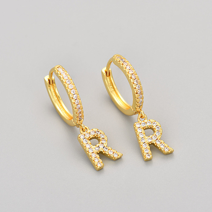 Foreign Trade 26 English Letter Earrings Cross-Border Hot Selling Design Sense Elegant Light Luxury Earrings Ear Jewelry