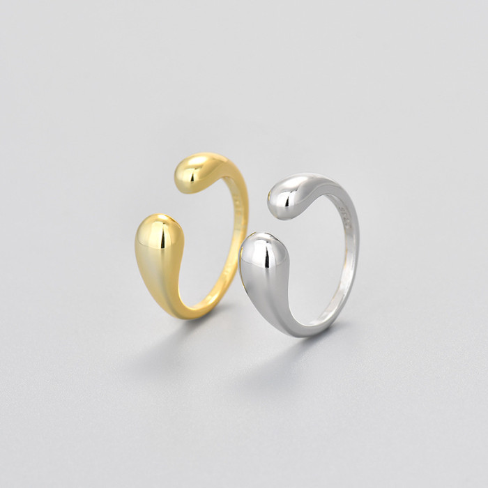 Minimalist Retro Water Drop Open Ring 2024 New Niche Design Finger Ring for Women