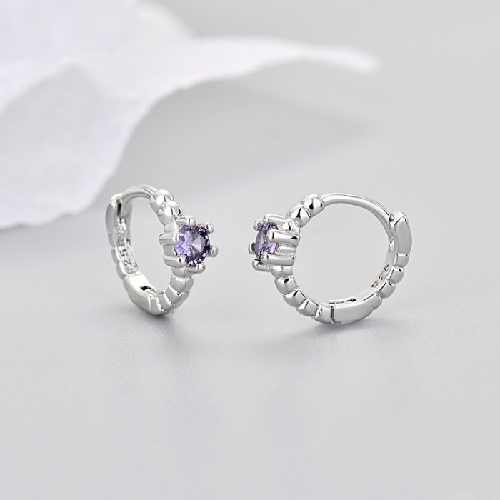 European and American Cross-Border Zircon 2024 Niche Design Sense Ear Cuffs Threaded Zircon Round Earrings Hoop Simple Jewelry