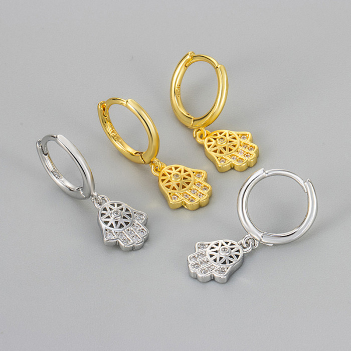 New Devil Palm European and American Style Earrings Fashion Versatile Creative Unique Design Inlaid Zirconia Stud Earrings for Women