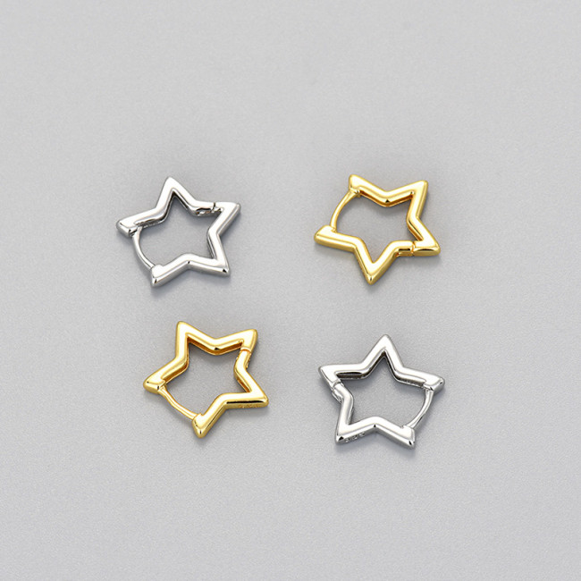 Foreign Trade Simple Five-Pointed Star Earrings Personality Fashion Versatile Hollow Star Earrings Summer High-End Ea...