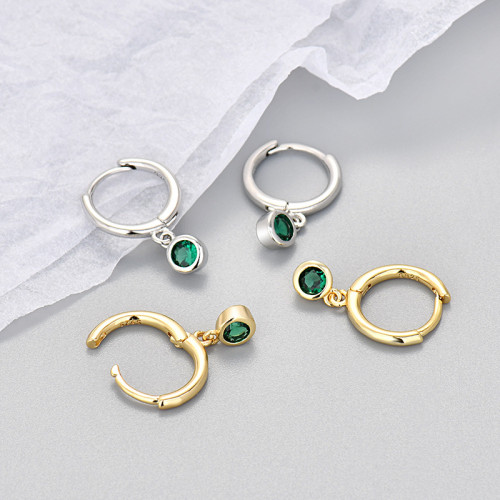 European and American Geometric Round Zircon Earrings for Women Simple Versatile Elegant Trendy Korean Style Creative Circle Earrings