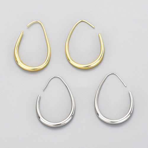 European and American Cross-Border Circle Water Drop Earrings for Women, Unique Hong Kong Style, Simple and Cool Style Stud Earrings, Gold-Plated Earrings with Geometric Elements