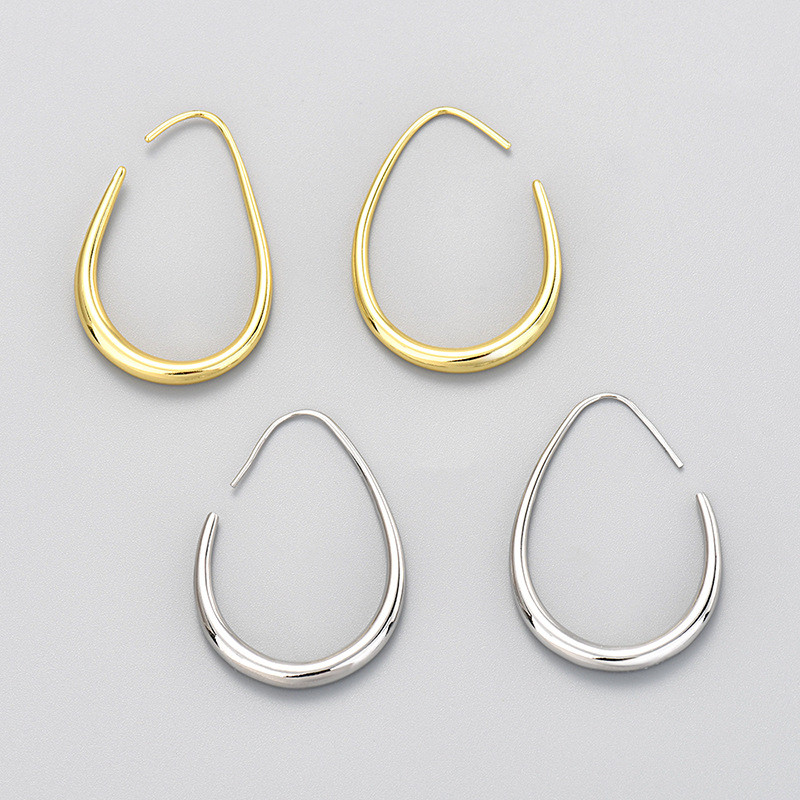 European and American Cross-Border Circle Water Drop Earrings for Women, Unique Hong Kong Style, Simple and Cool Style Stud Earrings, Gold-Plated Earrings with Geometric Elements