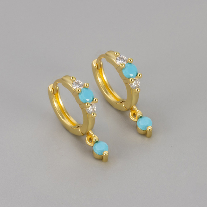 New Blue Turquoise Earrings High-End Niche Design Women's Personality Fashion Versatile Elegant Earrings