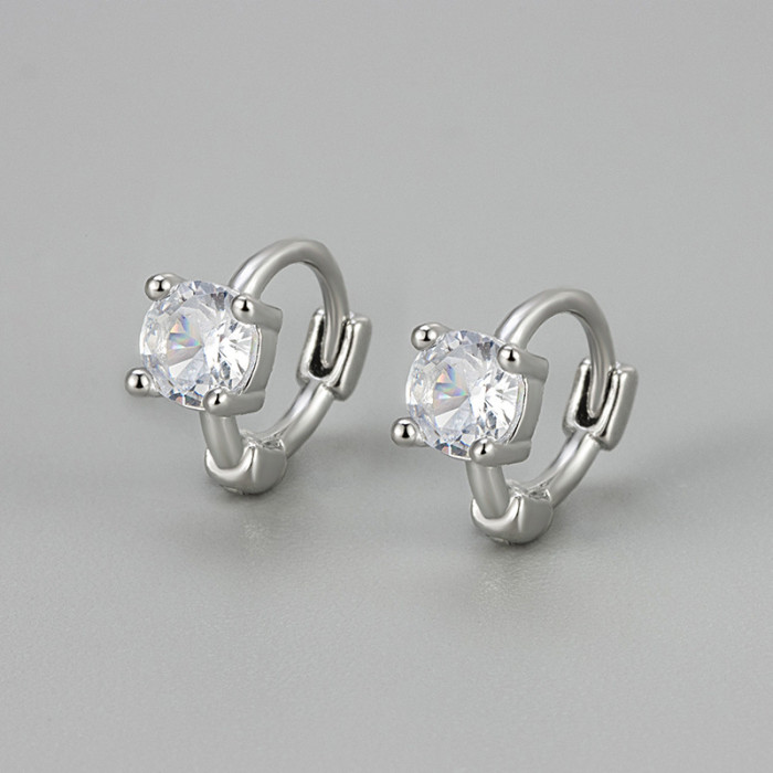 Exquisite Small Sparkling Diamond Four-Prong Earrings for Women, 2024 New Trendy Fashionable High-End Personality Hoop Earrings