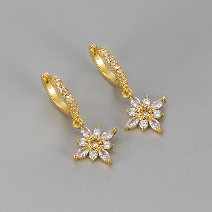 Stone-Inlaid Eight-Pointed Star Earrings for Women 2025 New Niche Minimalist Style Elegant Earrings Exquisite High-...
