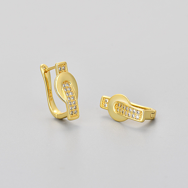 Cross-Border European and American Geometric Diamond-Studded Earrings Women's Popular Ear Buckle Factory Direct Wholesale Dropshipping 2024 New Style