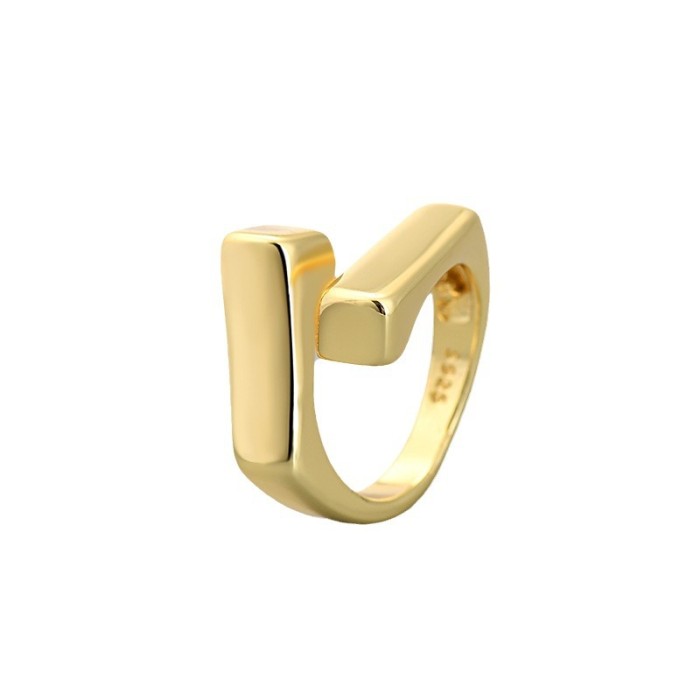 Korean Style Dongdaemun Geometric Interlocking Ring Foreign Trade Minimalist Niche Design Cold Style Adjustable Open Finger Ring