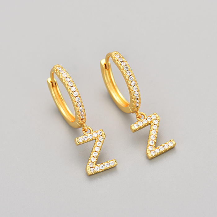 Foreign Trade 26 English Letter Earrings Cross-Border Hot Selling Design Sense Elegant Light Luxury Earrings Ear Jewelry