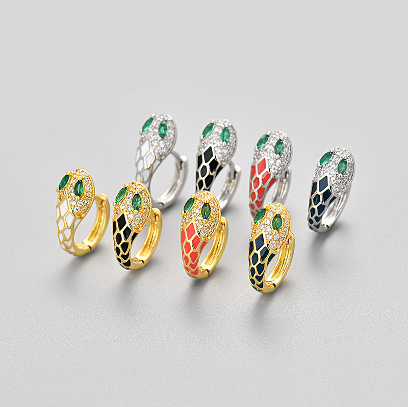 2024 New Cross-Border European and American Snake-Shaped Earrings Unique Design Earrings High-End Light Luxury Trendy Oil Drop