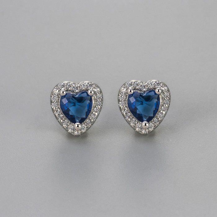 Style Colorful Zircon Heart Earrings Elegant Commuting Daily Exquisite Simple Sweet Peach Heart Earrings for Women