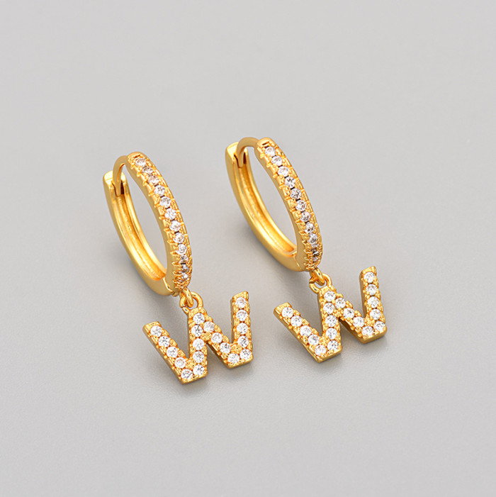 Foreign Trade 26 English Letter Earrings Cross-Border Hot Selling Design Sense Elegant Light Luxury Earrings Ear Jewelry