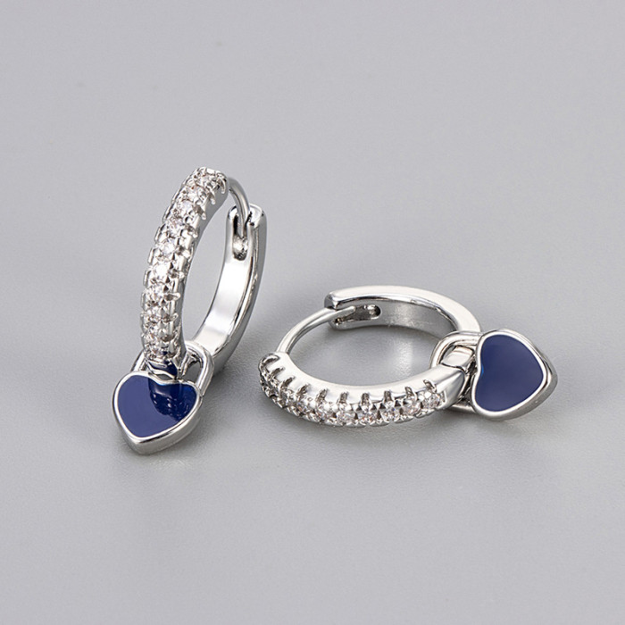 Multicolor Heart Earrings for Women, Micro Pave Sparkling Stone, Petite and Exquisite Earrings, Niche Design, High-...