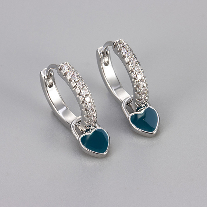 Multicolor Heart Earrings for Women, Micro Pave Sparkling Stone, Petite and Exquisite Earrings, Niche Design, High-...