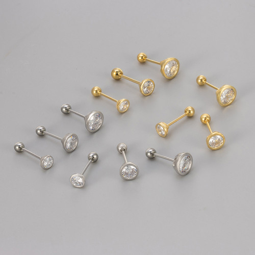 Round Diamond Screw Twist Earrings for Women, Niche Design, Versatile Zirconia Earrings, Fashionable and Unique Minimalist Style Ear Jewelry