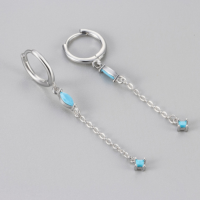 Exaggerated Earrings New Small Water Drop Colorful Stone Tassel Ear Clips Elegant Niche Design High-End Earrings