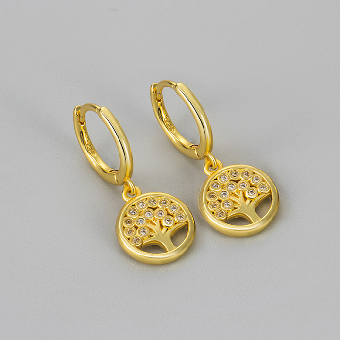 New Wishing Tree Pendant Earrings Micro Inlaid Zirconia Exquisite Versatile Daily Fashion Earrings for Women
