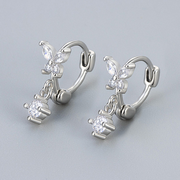 European and American Cross-Border Diamond-Studded Butterfly Earrings for Women 2024 New Trendy Minimalist Style Unique Design Earrings