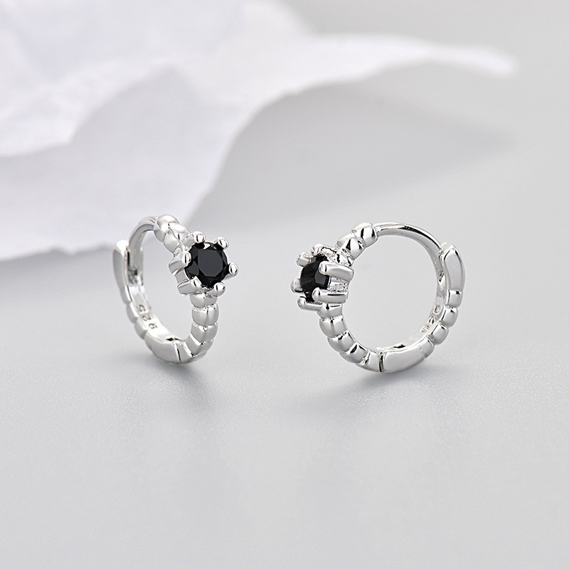 European and American Cross-Border Zircon 2024 Niche Design Sense Ear Cuffs Threaded Zircon Round Earrings Hoop Simple Jewelry