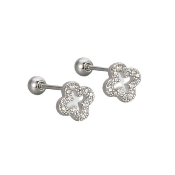 Hollow Clover Earrings for Women 2025 New Trendy Fashion Niche Design Screw Twist Elegant Earrings