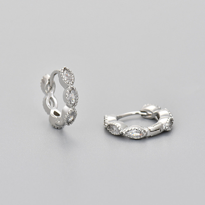 European and American Cross-Border Geometric Circle Horse Eye Stone Earrings for Women Water Wave Style Earrings Design Sense Light Luxury Simple Versatile Earrings